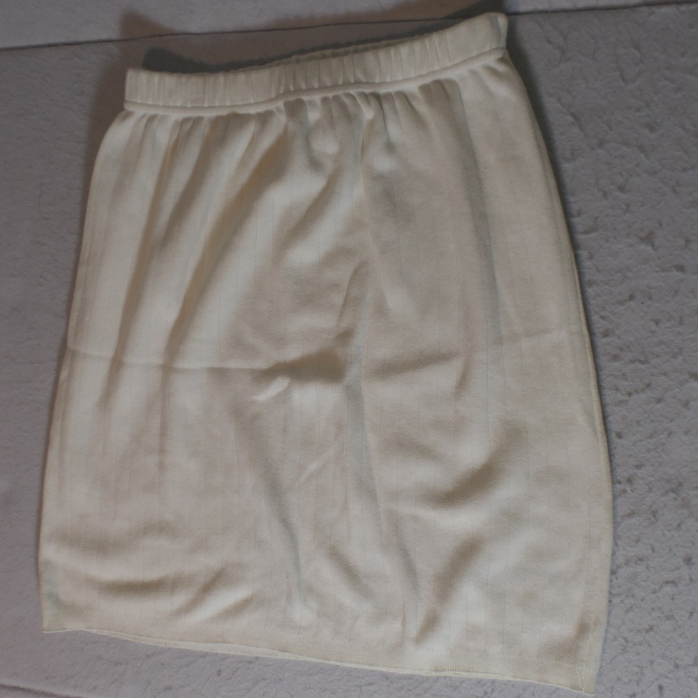 Moda Intl Womens Knit Skirt L White Vintage 90s Minimalist Ribbed Coquette Girl